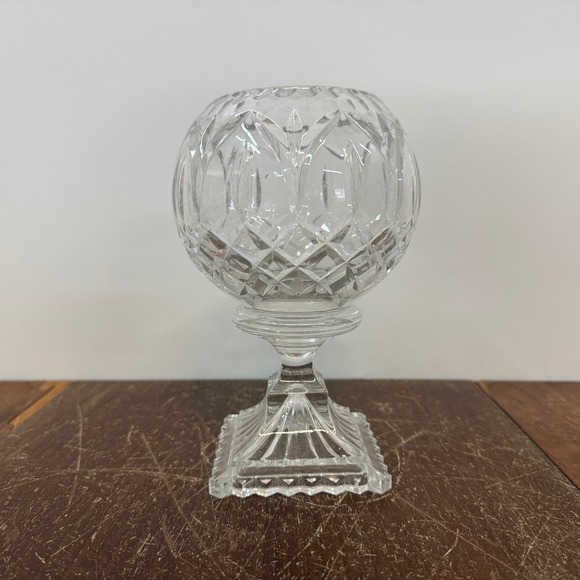 Crystal Glass Vase Candle Holder Diamond‎ Cut Square Base Elegant Decor - Picture 8 of 8